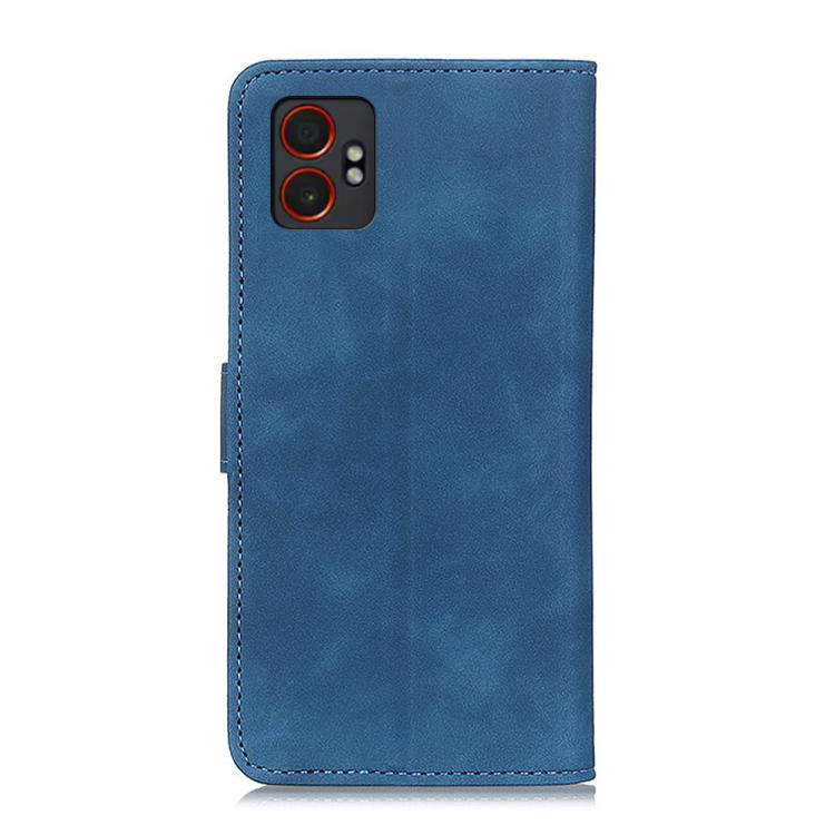 Funda de cuero con tapa horizontal y textura retro KHAZNEH para Samsung Galaxy XCover7 Pro (azul)