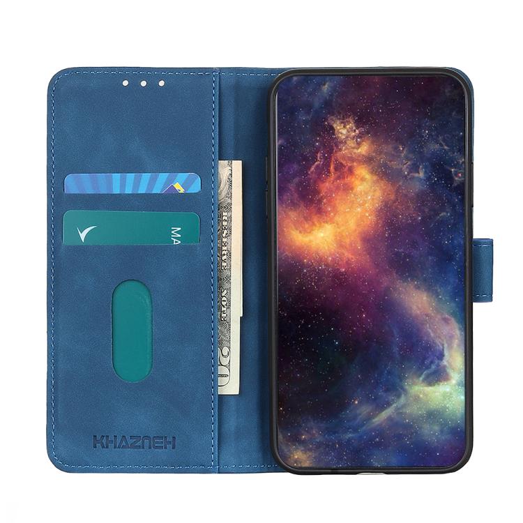 Funda de cuero con tapa horizontal y textura retro KHAZNEH para Samsung Galaxy XCover7 Pro (azul)