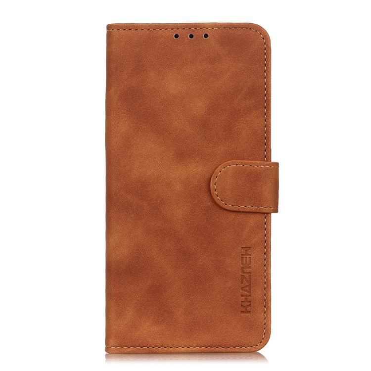 Funda de cuero con tapa horizontal y textura retro KHAZNEH para Samsung Galaxy XCover7 Pro (marrón)