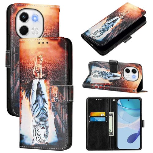 Funda de Teléfono Cuero Tecno Spark 30 5G Pova 6 Neo 5G Patrón Gatos y Tigres