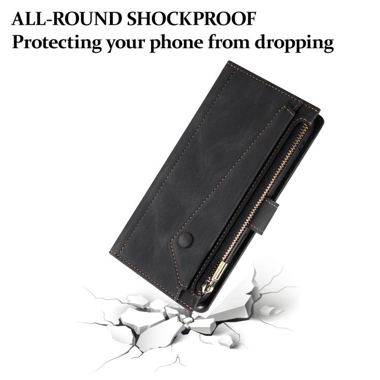 Funda de cuero con tapa RFID para Samsung Galaxy A17 5G ESEBLE, estilo retro esmerilado (negro)