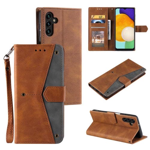 Funda de piel de becerro con costuras y tacto de piel de uña para Samsung Galaxy A17 5G (marrón)
