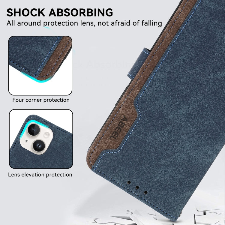 Funda de Cuero con Bloqueo de Color Abeel para OnePlus Nord 13 (Azul y Marrón)