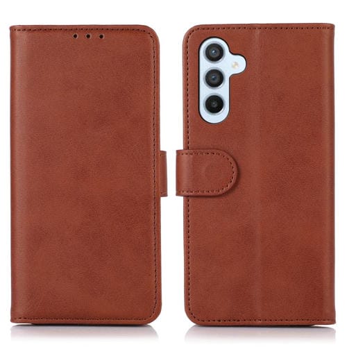 Funda de piel con tapa y textura de vaca para Samsung Galaxy A17 5G (marrón)