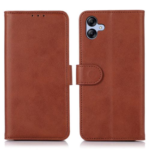 Funda de piel con tapa y textura de vaca para Samsung Galaxy A07 5G (marrón)