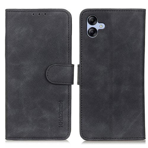 Funda de cuero con tapa horizontal y textura retro KHAZNEH para Samsung Galaxy A07 5G (negra)