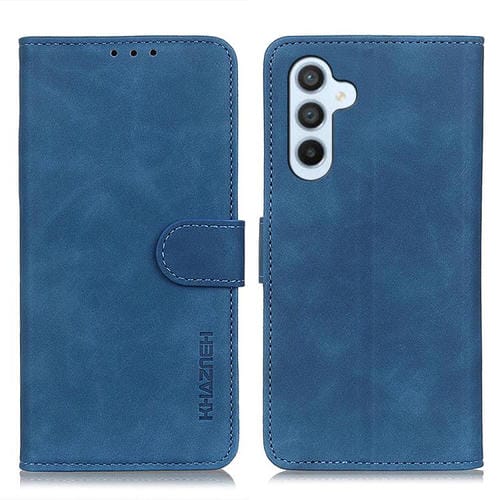 Funda de cuero con tapa horizontal y textura retro KHAZNEH para Samsung Galaxy A17 5G (azul)