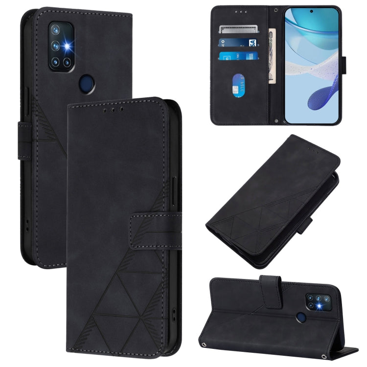 Funda de Cuero con Tapa y Relieve 3D para OnePlus Nord N10 5G (Negra)