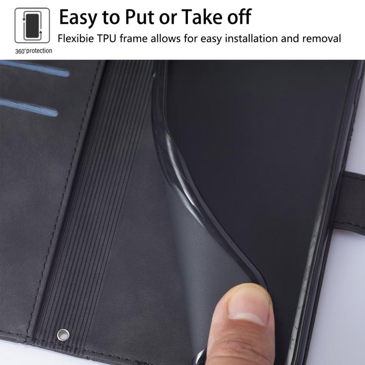 Funda de cuero con relieve 3D para Samsung Galaxy A17 5G (negra)