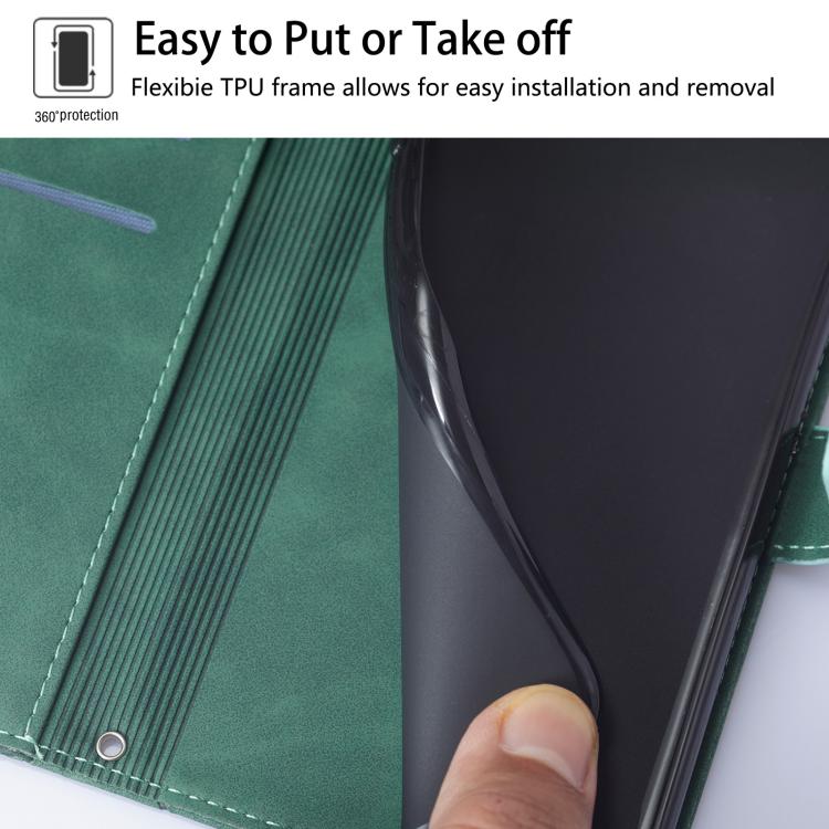 Funda de cuero con tapa y relieve 3D para Samsung Galaxy A17 5G (verde)
