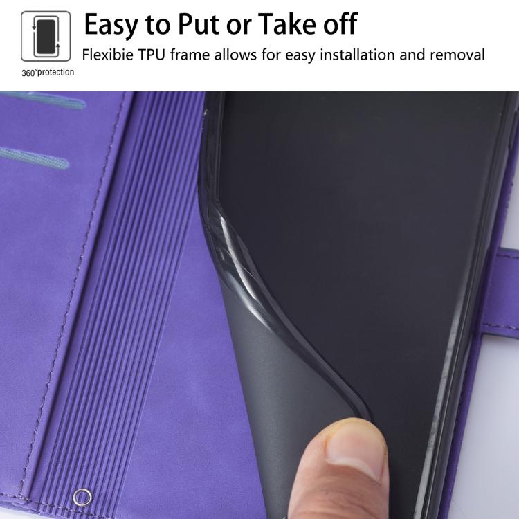 Funda de cuero con tapa y relieve 3D para Samsung Galaxy A17 5G (morado)