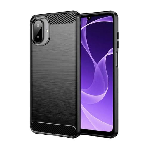 Funda de TPU con textura cepillada de fibra de carbono para Samsung Galaxy A07 4G (negra)