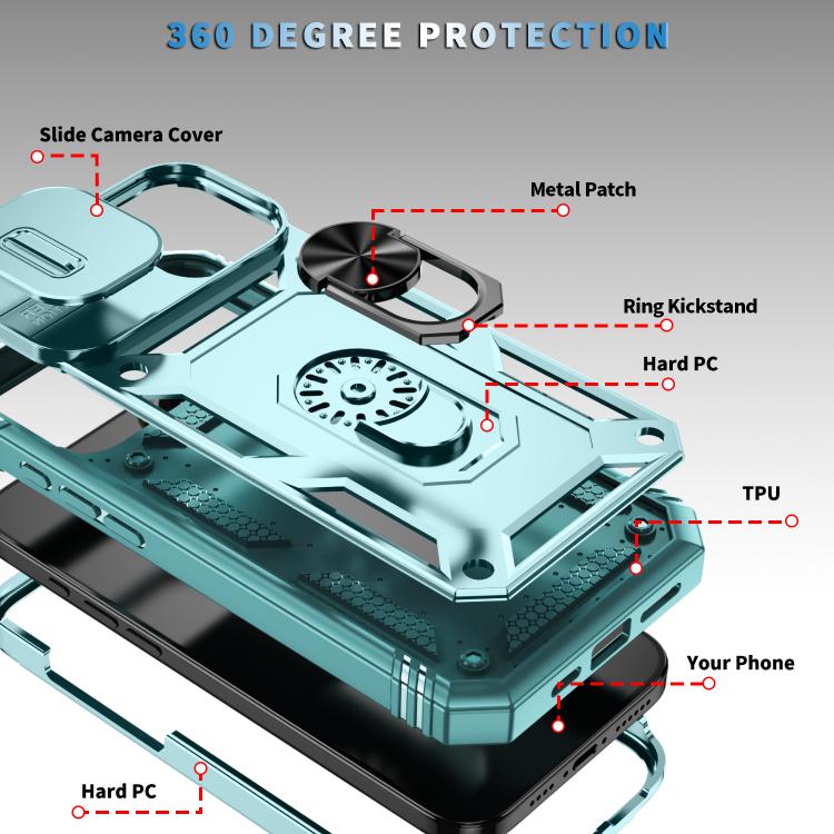 Funda deslizante de TPU + PC con soporte para iPhone 17 (verde)