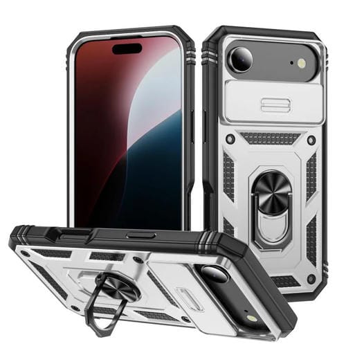 Funda deslizante de TPU y PC con soporte para iPhone 17 Air (blanco y negro)