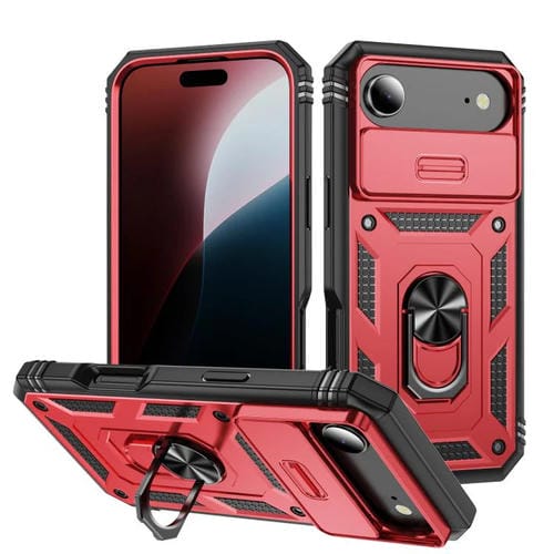 Funda deslizante de TPU y PC con soporte para iPhone 17 Air (rojo y negro)
