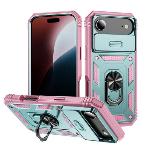 Funda deslizante de TPU y PC con soporte para iPhone 17 Air (verde y rosa)