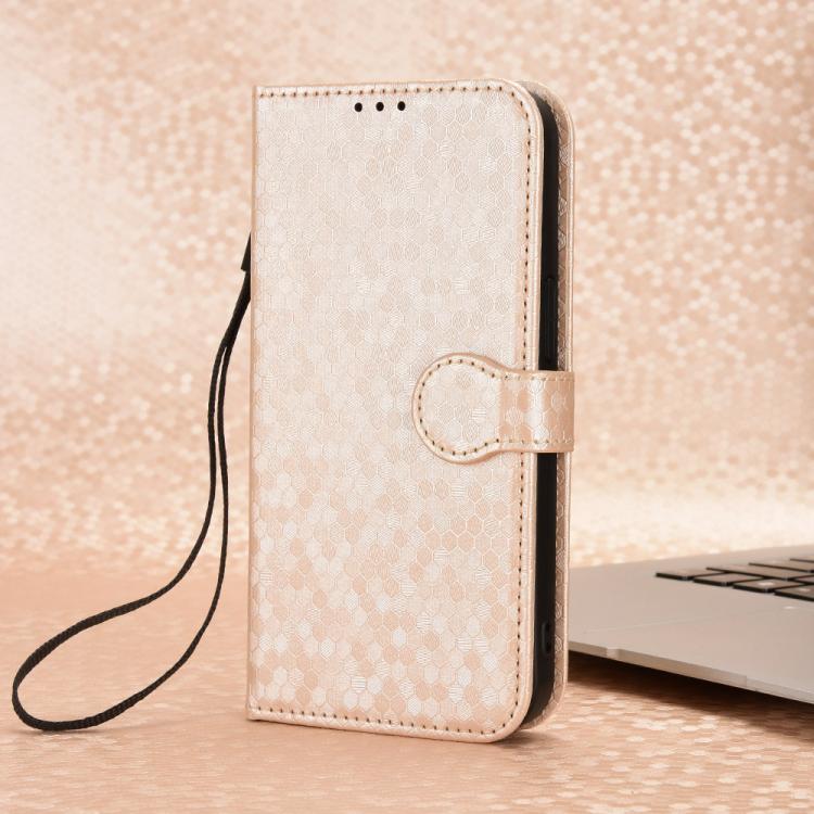 Funda de cuero con textura de puntos de panal para Samsung Galaxy A07 4G (dorada)