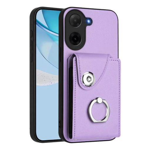 Funda para Redmi A5 4G (171,7 mm) / Poco C71 con tarjetero y anillo (morado)