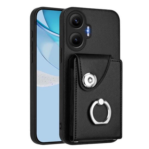 Funda para Redmi Turbo 4 Pro / Poco F7 con tarjetero y anillo (negro)