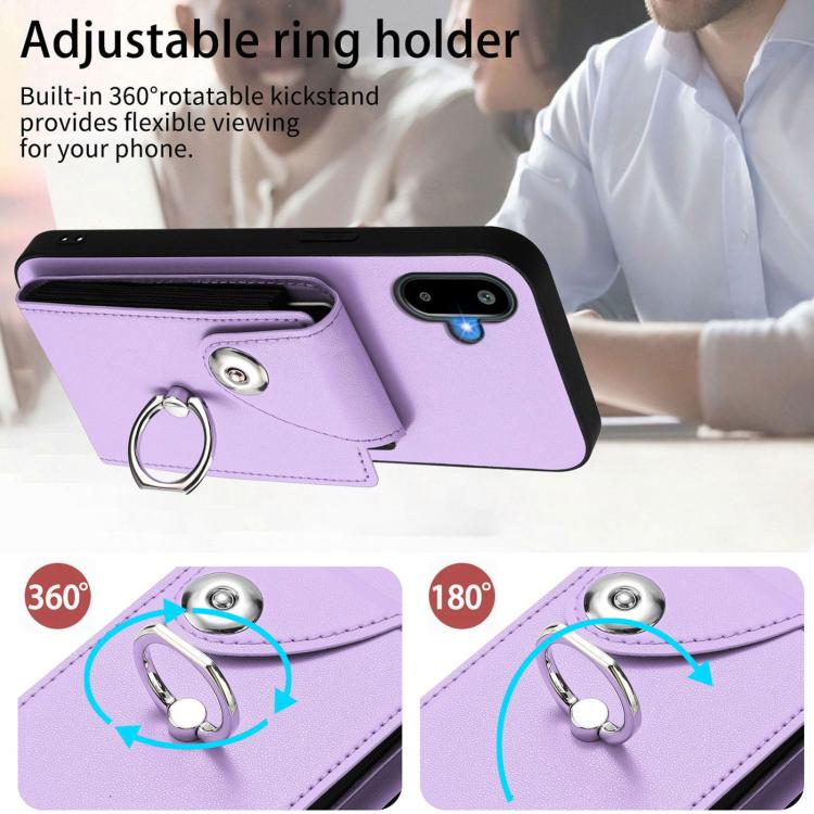 Funda para Samsung Galaxy F06 5G / M06 5G con tarjetero y anillo (morado)