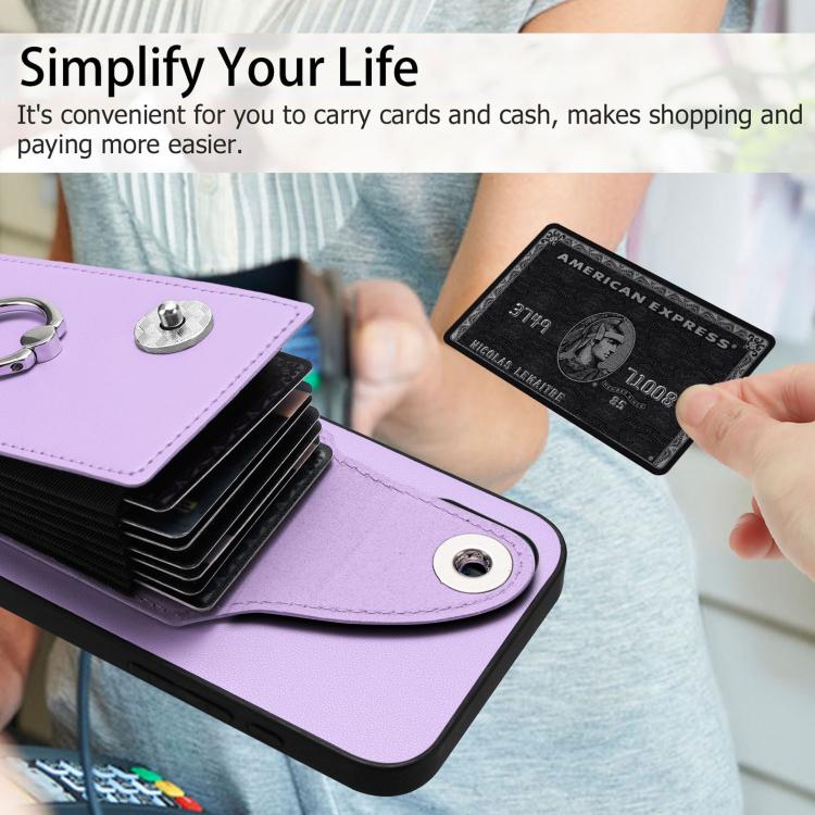 Funda para Samsung Galaxy F06 5G / M06 5G con tarjetero y anillo (morado)