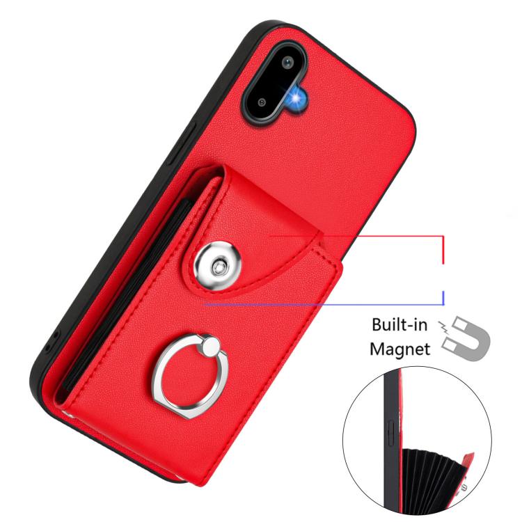 Funda para Samsung Galaxy F06 5G / M06 5G con tarjetero y anillo (roja)