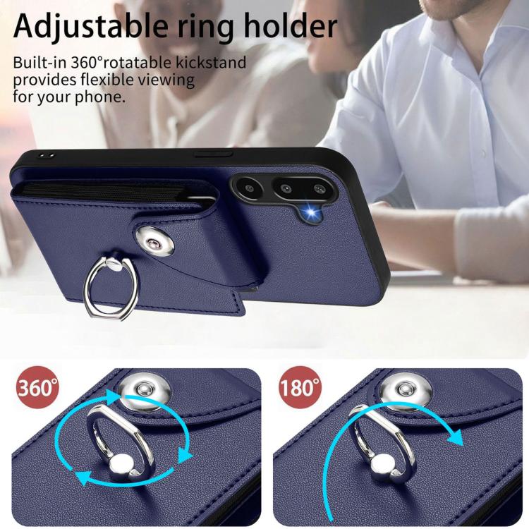Funda para Samsung Galaxy M16 5G / F16 5G con tarjetero y anillo (azul)