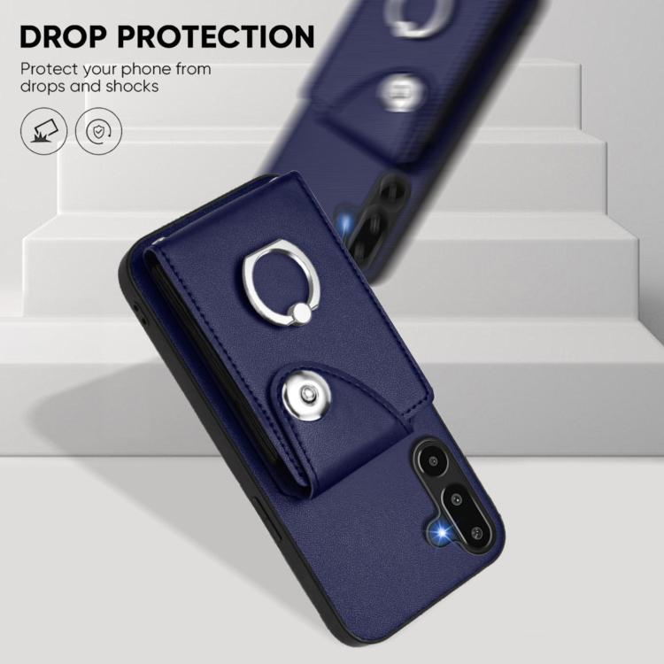 Funda para Samsung Galaxy M16 5G / F16 5G con tarjetero y anillo (azul)