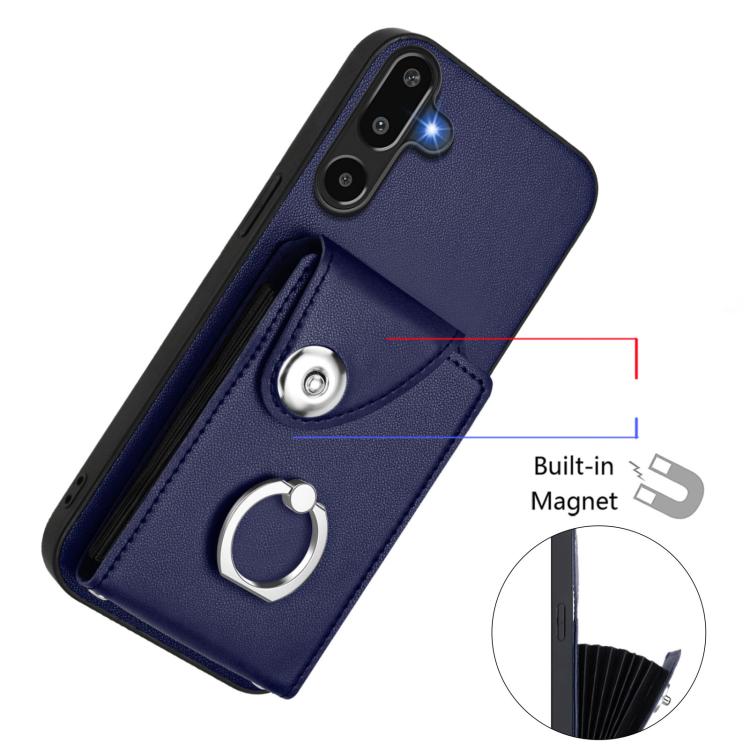 Funda para Samsung Galaxy M16 5G / F16 5G con tarjetero y anillo (azul)