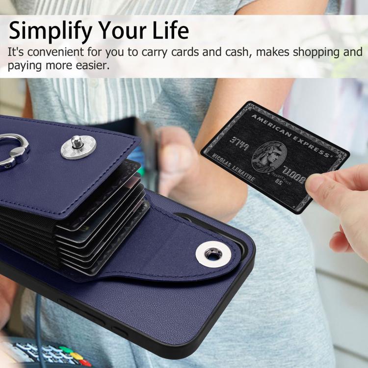 Funda para Samsung Galaxy M16 5G / F16 5G con tarjetero y anillo (azul)