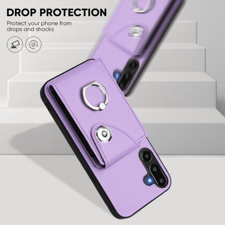 Funda para Samsung Galaxy M16 5G / F16 5G con tarjetero y anillo (morado)