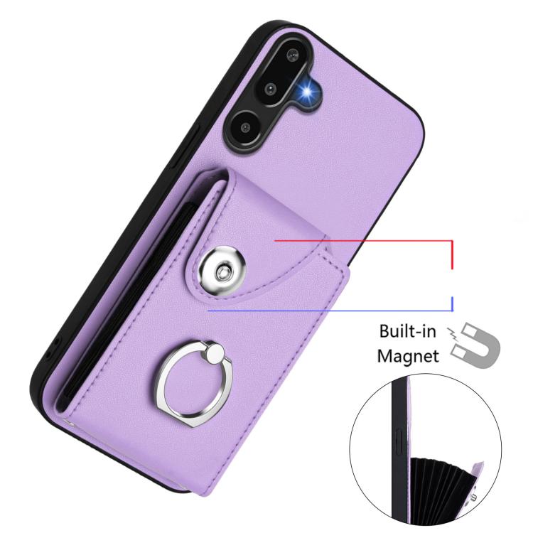 Funda para Samsung Galaxy M16 5G / F16 5G con tarjetero y anillo (morado)