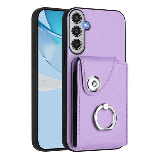 Funda para Samsung Galaxy M35 5G con tarjetero y anillo (morado)