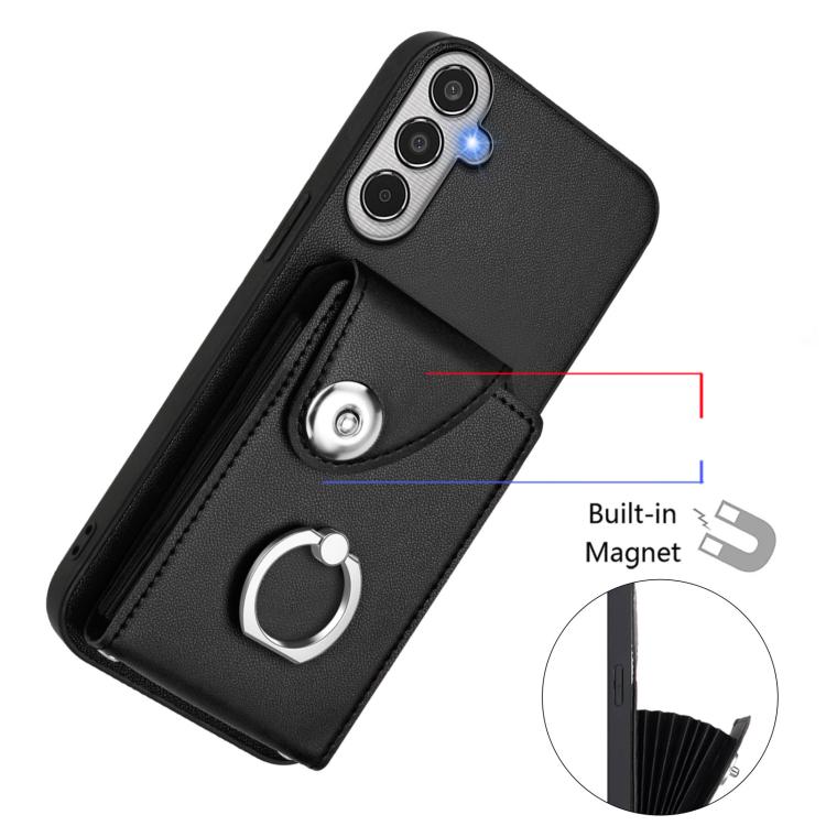 Funda para Samsung Galaxy M35 5G con tarjetero y anillo (negra)