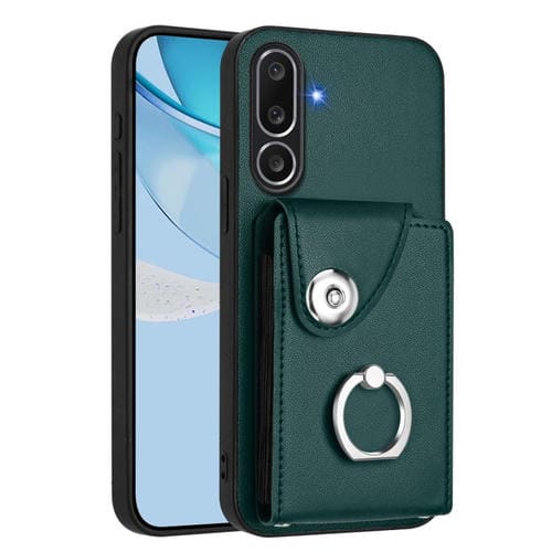 Funda para Samsung Galaxy M56 5G con tarjetero y anillo (verde)