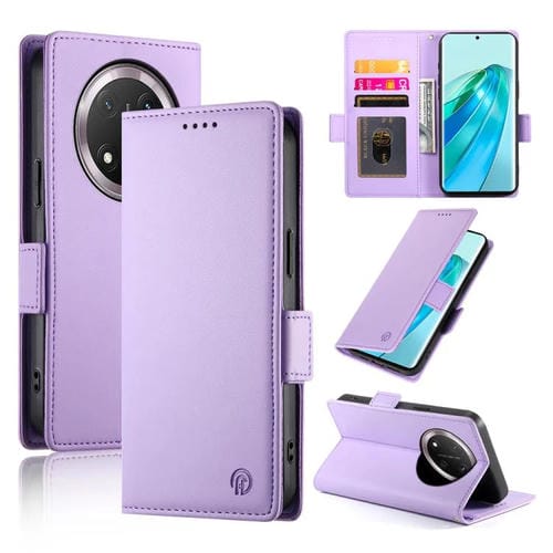 Funda de Cuero Esmerilado con Hebilla Lateral Magnética para Honor X9C Global y Magic7 Lite (Morado)