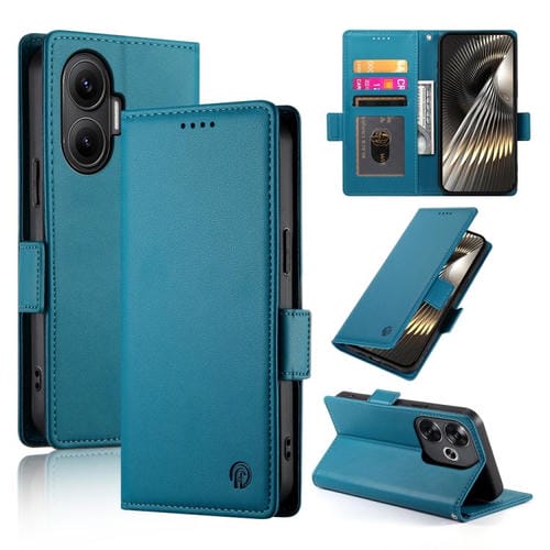Funda de cuero esmerilado con hebilla lateral magnética para Redmi Turbo 4 Pro / Xiaomi Poco F7 (azul)