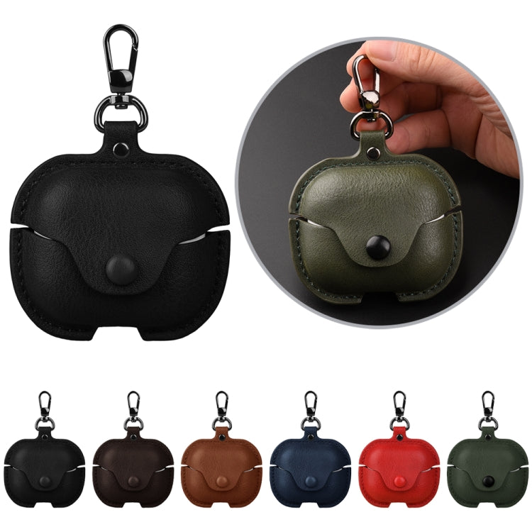 Funda Protectora de Cuero para Auriculares Bluetooth Samsung Galaxy Buds 3 Business con Gancho (Marrón Oscuro)