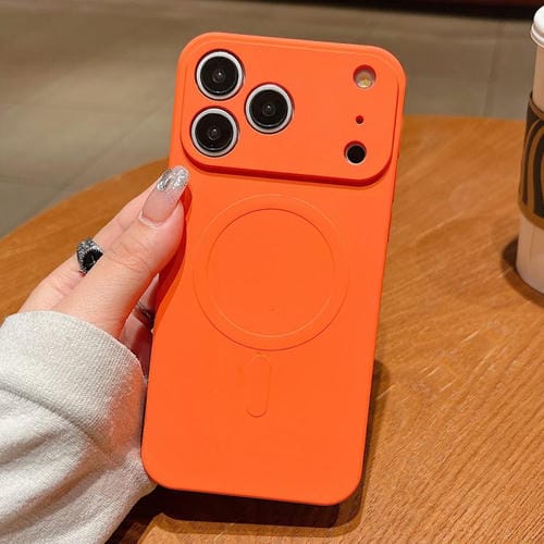For iPhone 17 Pro Solid Color Liquid Silicone MagSafe Magnetic Phone Case(Orange)