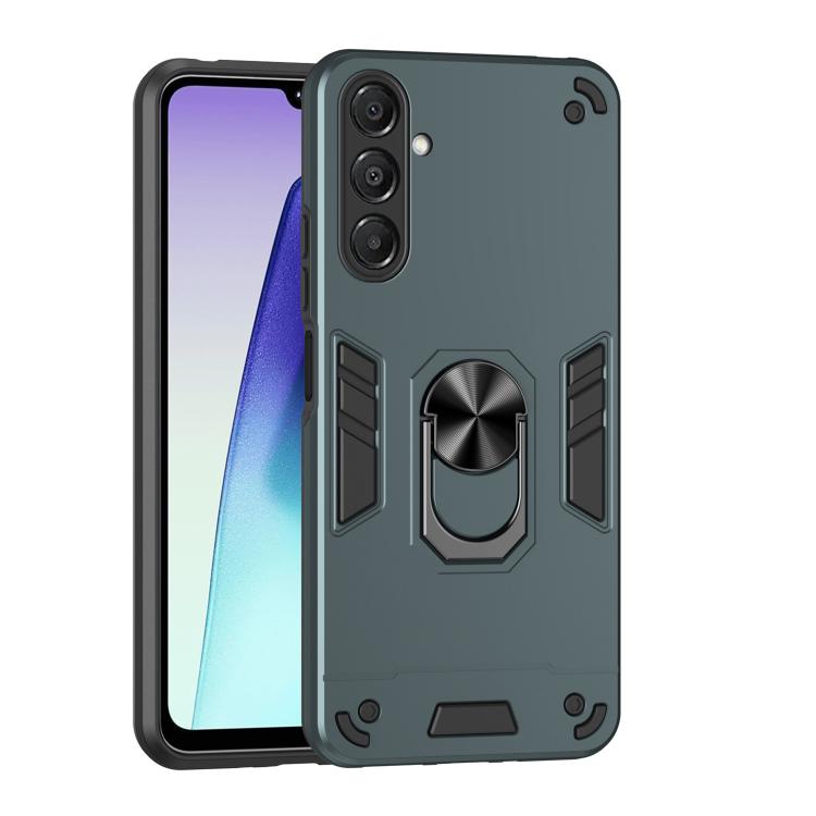 Funda de metal con anillo de metal a prueba de golpes para Samsung Galaxy A17 5G (verde)