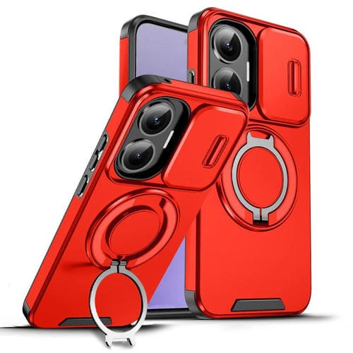 Funda deslizante con anillo protector de cámara para Redmi Turbo 4 Pro/Poco F7 (roja)