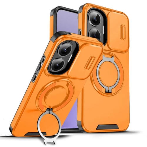 Funda deslizante con anillo protector de cámara para Redmi Turbo 4 Pro/Poco F7 (naranja)