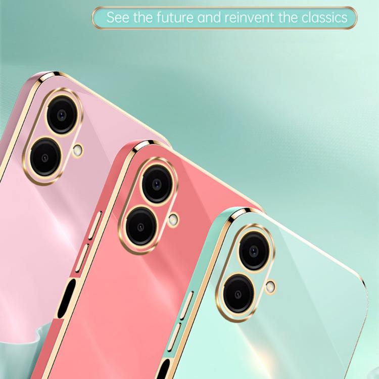 Funda de TPU con borde recto 6D galvanizado y soporte para anillo para Samsung Galaxy A07 5G XINLI (verde menta)