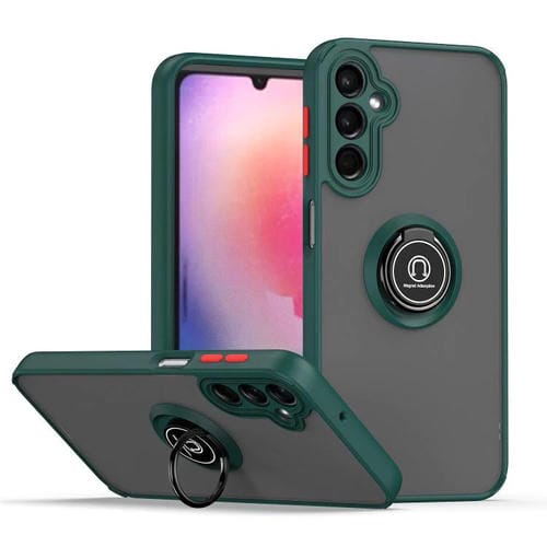 Funda de TPU + PC con anillo para Samsung Galaxy A24 4G Q Shadow 1 Series (verde oscuro)