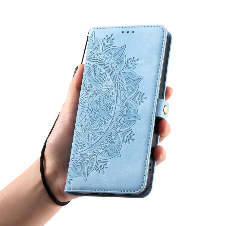 Funda de Piel con Relieve Totem para iPhone 16E (Azul)