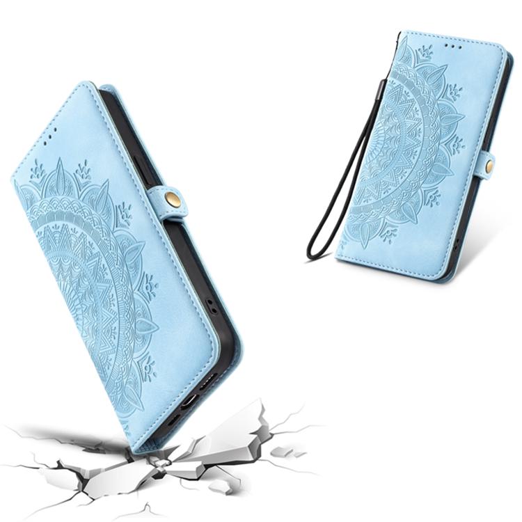 Funda de Piel con Relieve Totem para iPhone 16E (Azul)