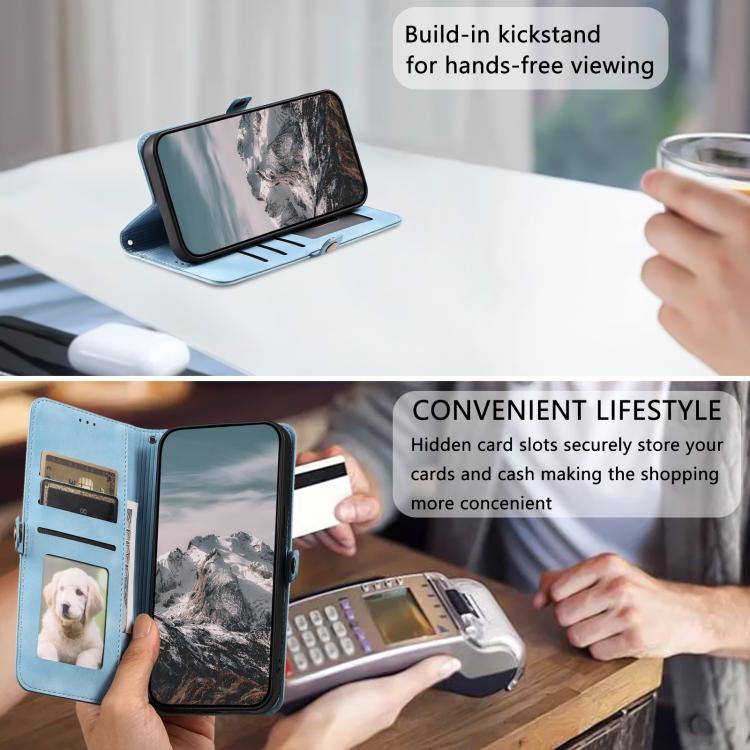 Funda de Piel con Relieve Totem para iPhone 16E (Azul)