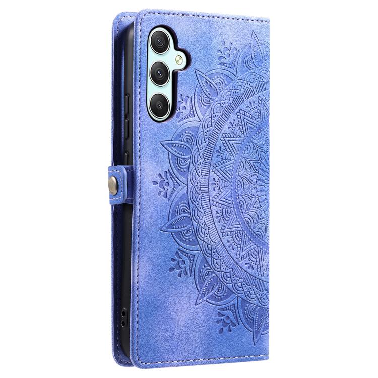 Funda de piel con relieve Totem para Samsung Galaxy S25 FE 5G (morado)