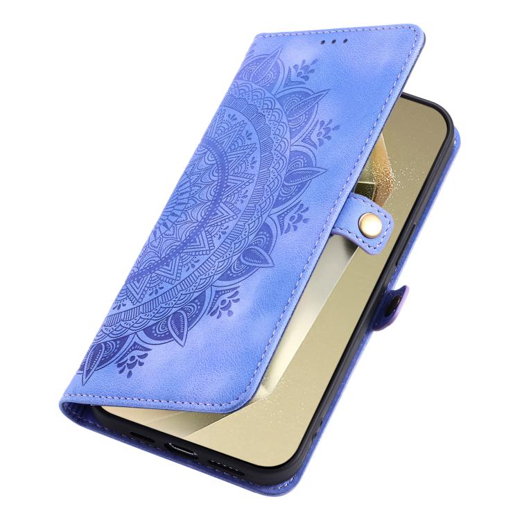 Funda de piel con relieve Totem para Samsung Galaxy S25 FE 5G (morado)