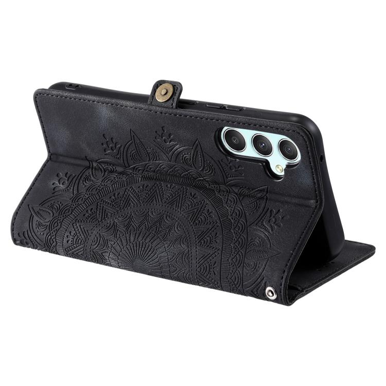 Funda de piel con relieve Totem para Samsung Galaxy S25 FE 5G (negra)